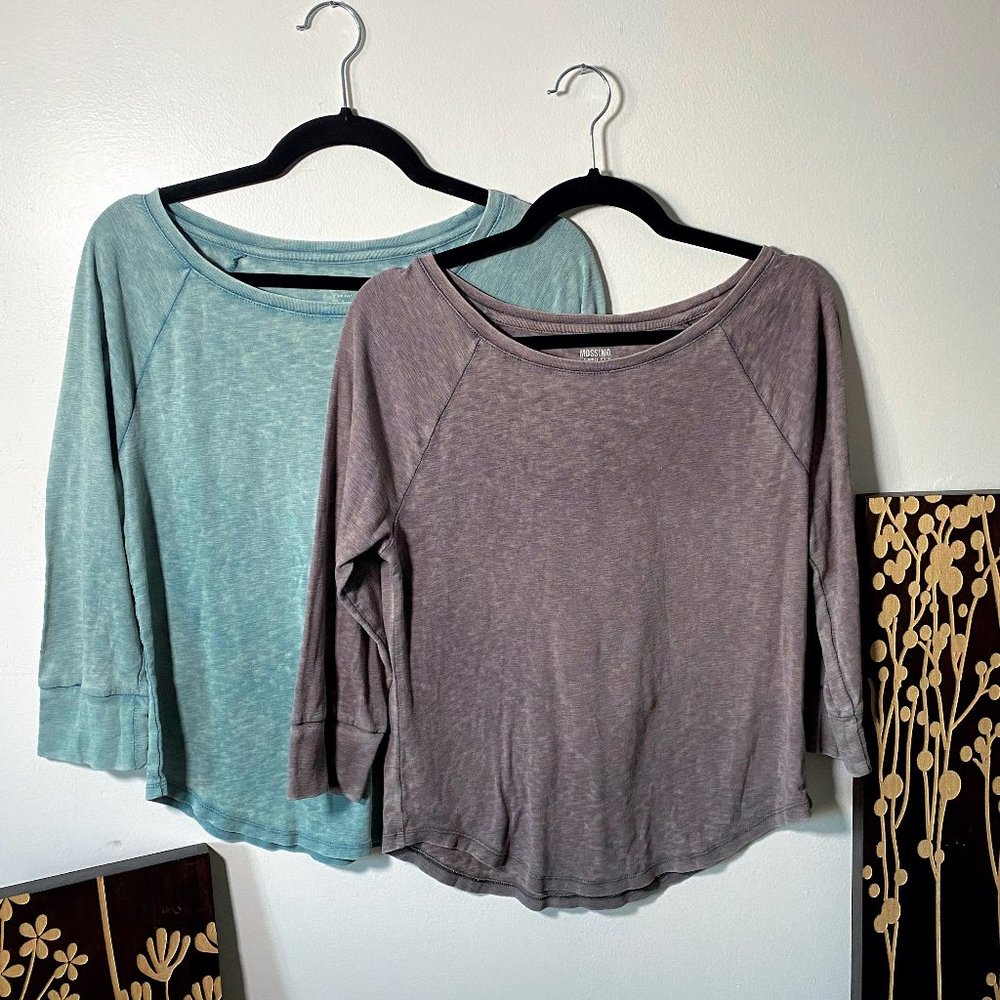 Two Mossimo Heathered Long-Sleeved Shirts